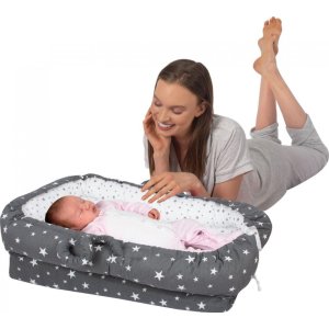 Sevi Bebe Anne Yanı Bebek Reflü Yatağı, Gri, Yıldız