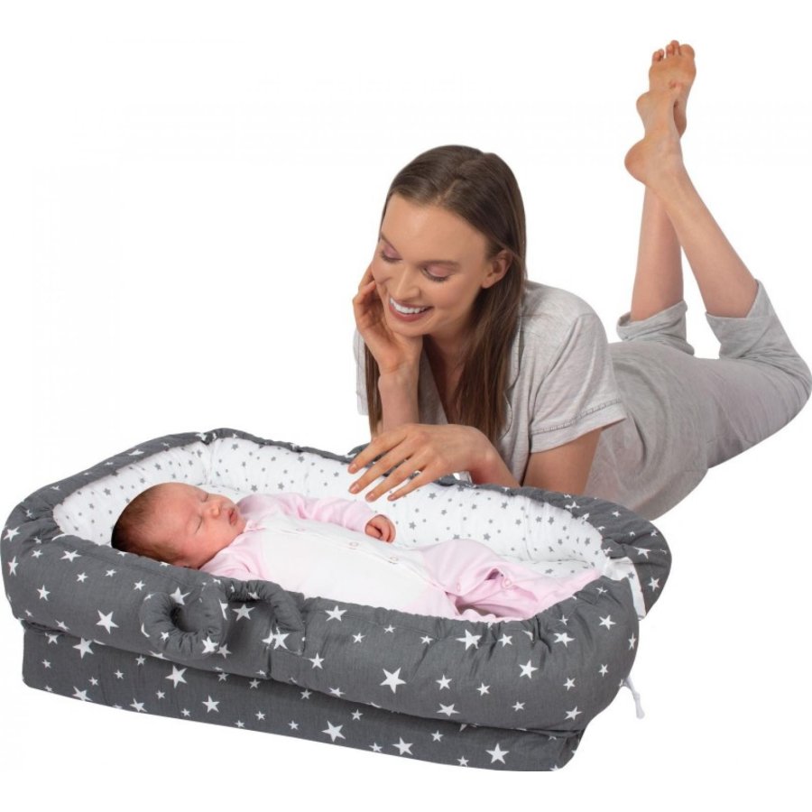 Sevi Bebe Anne Yanı Bebek Reflü Yatağı, Gri, Yıldız