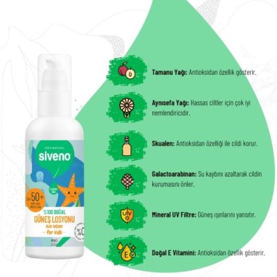 Siveno %100 Doğal Çocuklar İçin Güneş Losyonu, 100 ml
