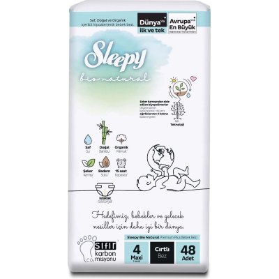 Sleepy Bio Natural Bebek Bezi, 4 Numara, 48 Adet