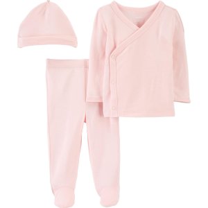 Carter's Layette Kız Bebek 3'lü Alt Üst Set, Pembe