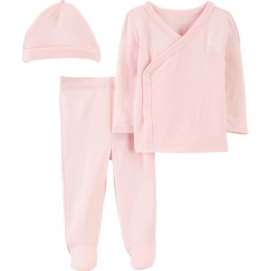 Carter's Layette Kız Bebek 3'lü Alt Üst Set, Pembe