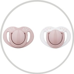 Mamajoo Sterilizasyon & Saklama Kutulu 2'li Ortodondik Emzik, 12 Ay+, Powder Pink