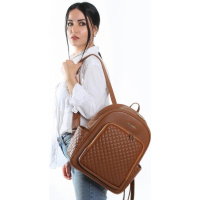 M&Y Dust Deri Anne Bebek Bakım Sırt Çantası, Taba