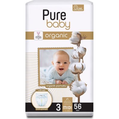 Sleepy Pure Baby Organik Bebek Bezi, 3 Beden, 56 Adet