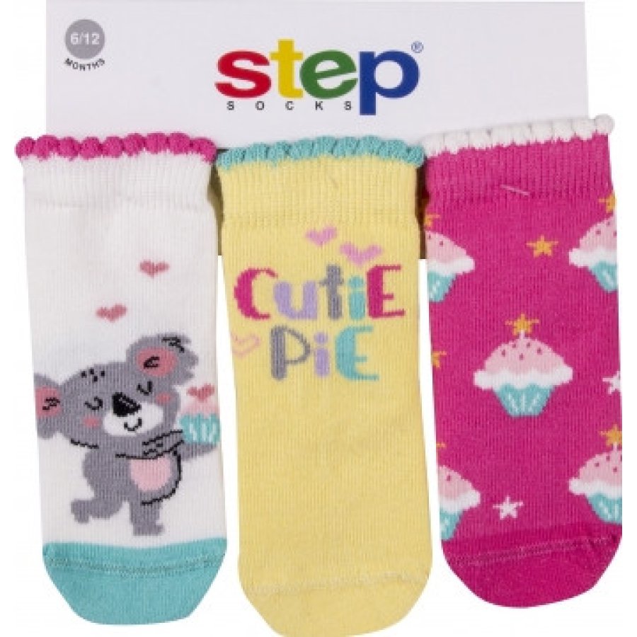 Step Cutie Pie Soket Çorap, Karışık Renkli, 3'lü