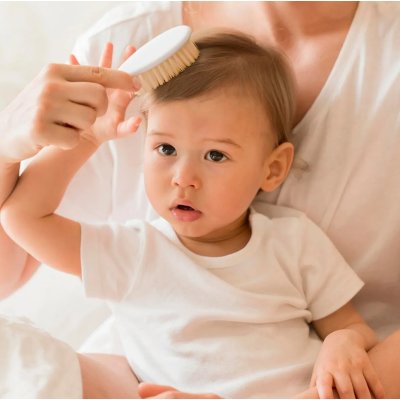 BabyJem Doğal Kıl Fırça Tarak Seti, Gri