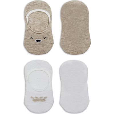 Bistyle 2'Li Babet Cute Face Penye Çorap 30103 Bej Beyaz