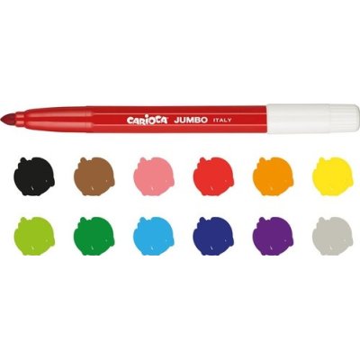 Carioca Jumbo Süper Yıkanabilir Keçeli Boya Kalemi, 12'li