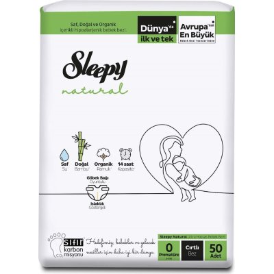Sleepy Natural Premature Bebek Bezi, 0 Numara, 50 Adet