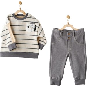 Andywawa Little Zebra 2'li Bebek Takım, Ekru, Gri