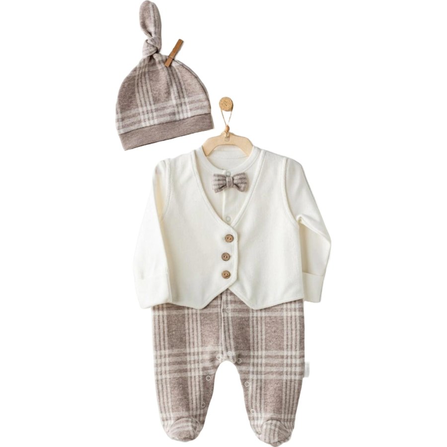 Andywawa Little Man Bebek Tulum Takım, Bej, Ekru