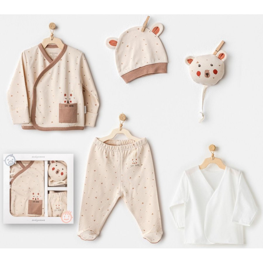 Andywawa AC25020 Adventurous Bear 5'Li Hastane Çıkışı Beige