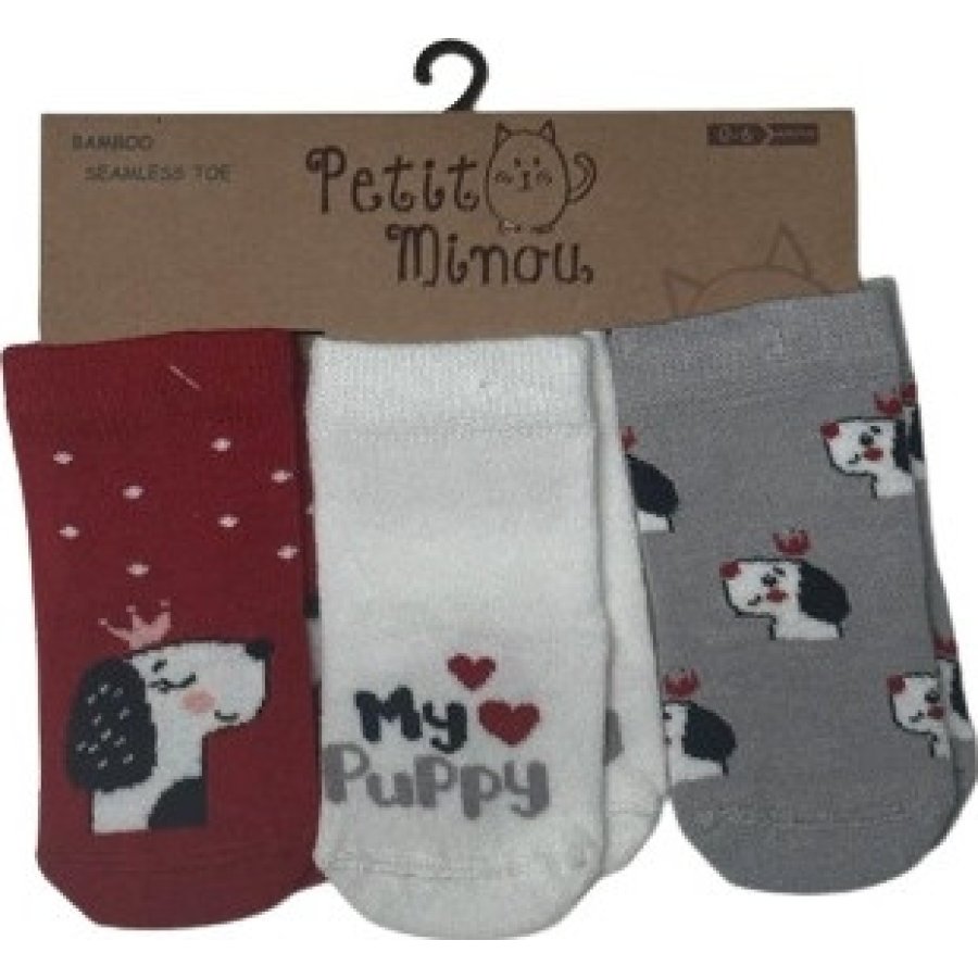 Step My Puppy Soket Çorap, Karışık Renkli, 3'lü