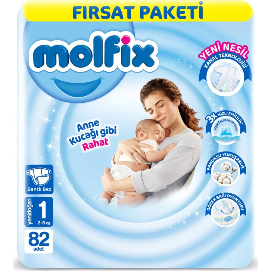 Molfix Bebek Bezi Fırsat Paketi 1 Beden 2-5 Kg 82 Adet