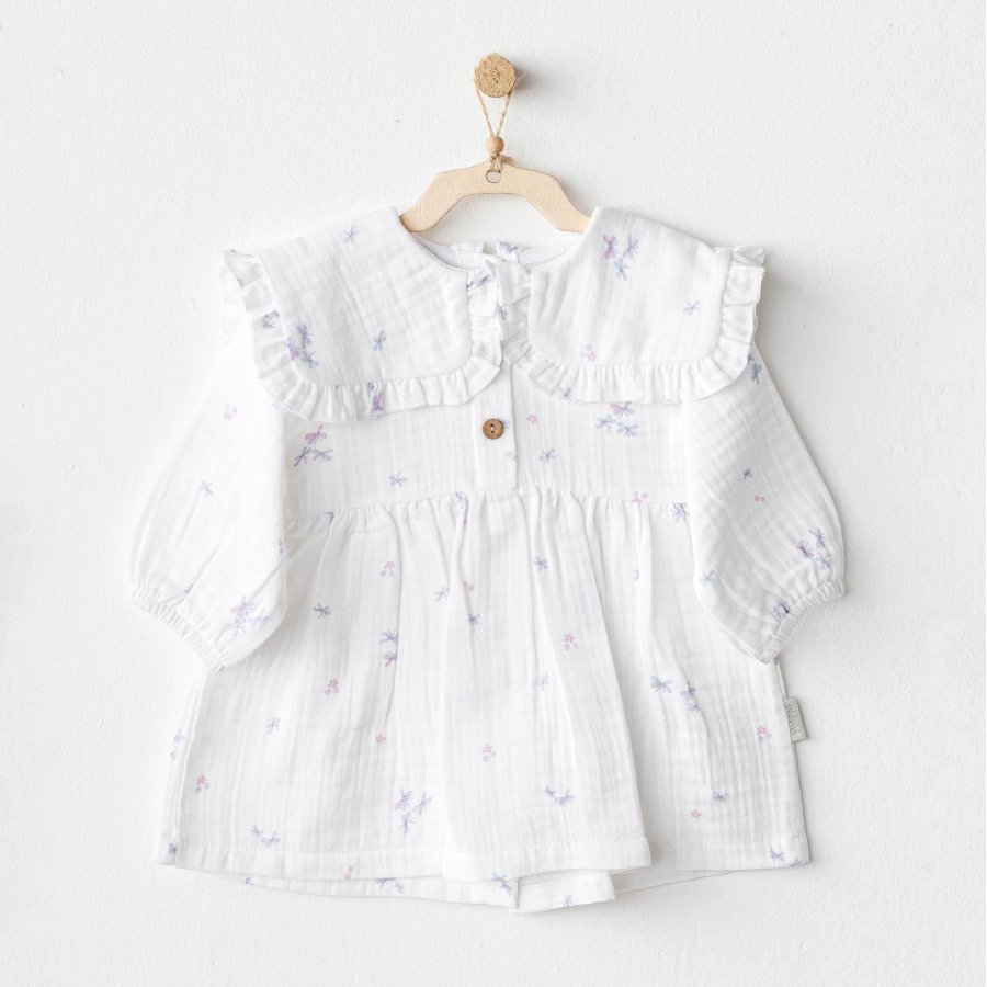 Andywawa AC25585 Magical Butterfly Müslin Bebek Elbise White