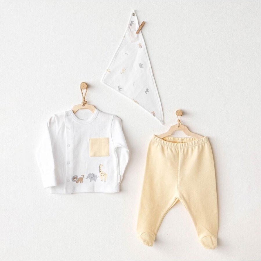 Andywawa AC25807 Side Snap Set Little King 3'Lü Zıbın Set Yellow