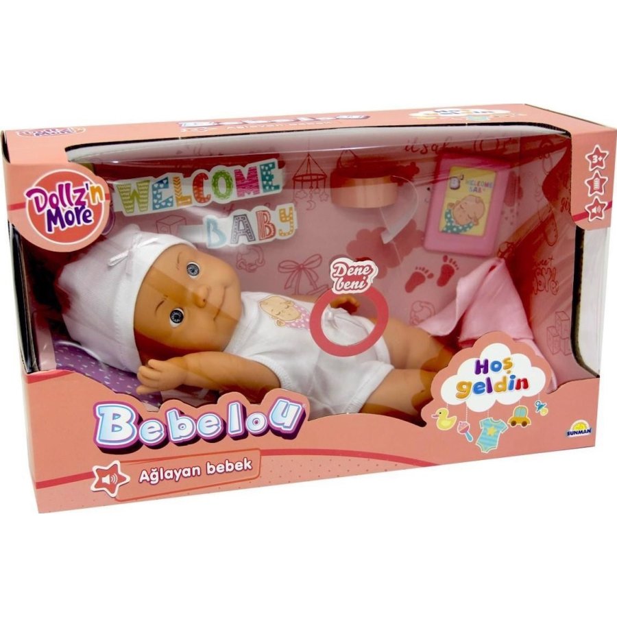 Sunman Bebelou Hoşgeldin Sesli Ağlayan Bebek, 30 cm