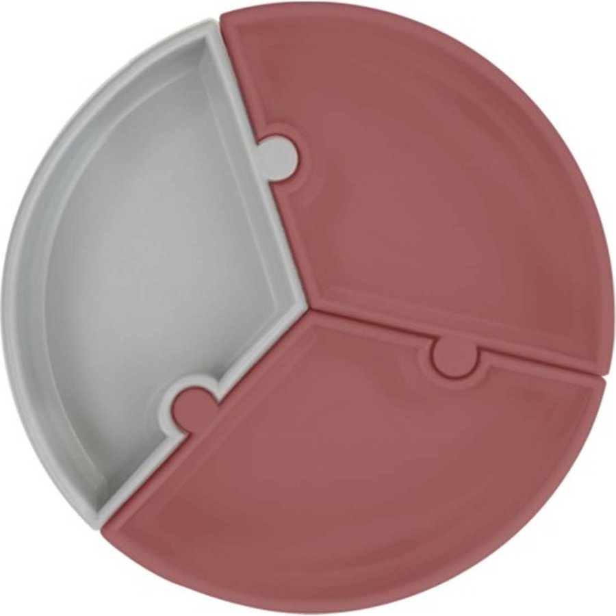 OiOi Puzzle Vakum Tabanlı Silikon Tabak Velvet Rose / Powder Grey