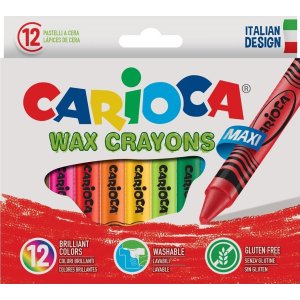 Carioca Wax Maxi Yıkanabilir Pastel Boya Kalemi, 12'li
