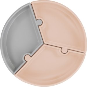 OiOi Puzzle Vakum Tabanlı Silikon Tabak, Bej