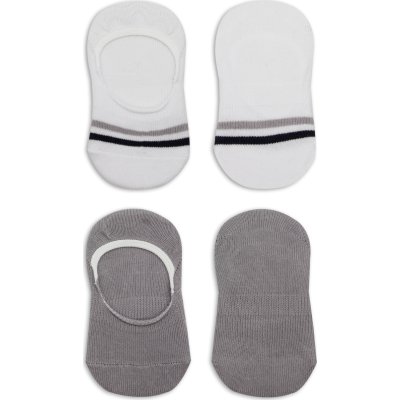 Bistyle 2'Li Penye Babet Silikon Çemberli Çorap 30102 Gri Beyaz