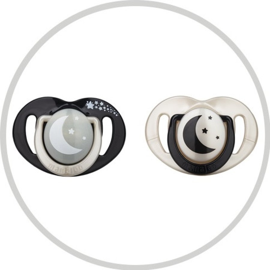 Mamajoo Sterilizasyon & Saklama Kutulu Ortodondik Emzik, Gece & Gündüz, 12 Ay+, Black Pearl, 2'li