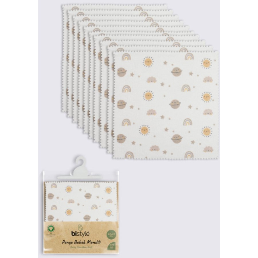 Bistyle Planet 20x20 10'Lu Penye Mendil 90164 Ekru