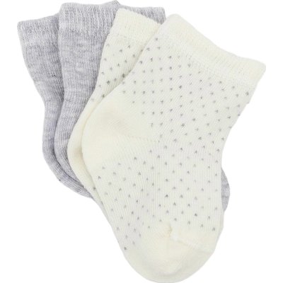 Bistyle Organik Puan Derby Penye Soket Çorap, Gri, Ekru, 2'li