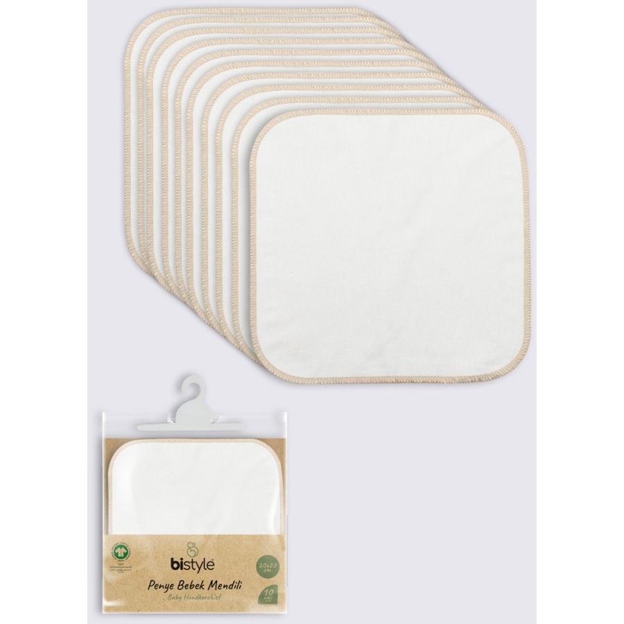Bistyle Organik 20x20 10'Lu Penye Mendil 90102 Ekru