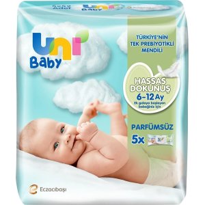 Uni Baby Hassas Dokunuş Islak Havlu Mendil, 52 Yaprak, 5'li