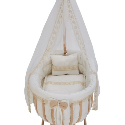 Baby Tech Saraylı Naturel Sepet Beşik, Kahve