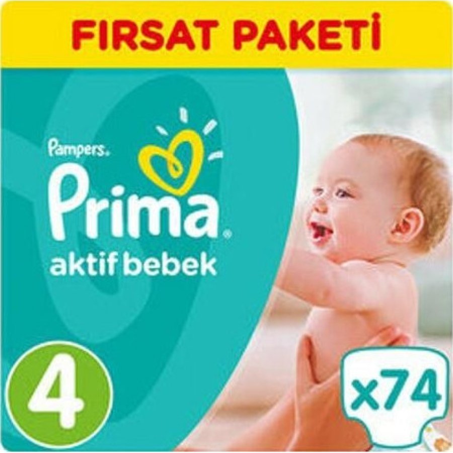 Prima Aktif Bebek Bezi, 4 Beden, 74 Adet