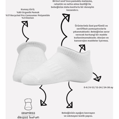 Bistyle Basic Sneakers Soket Çorap, Beyaz, 6'lı