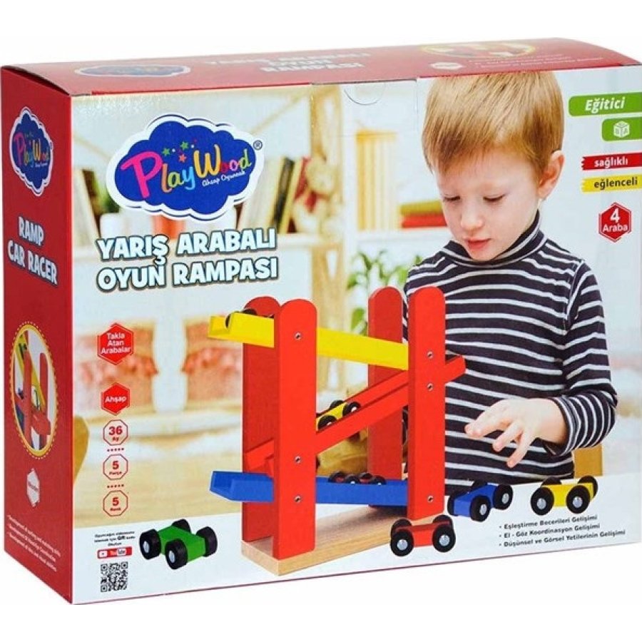 Play Wood Ahşap Yarış Arabalı Oyun Rampası