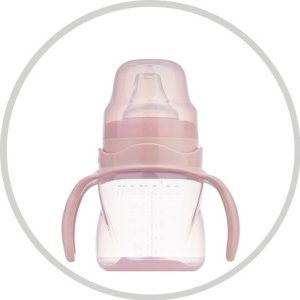 Mamajoo Kulplu Eğitici Bardak 160 ml & Anti Kolik Bardak Ucu, Powder Pink