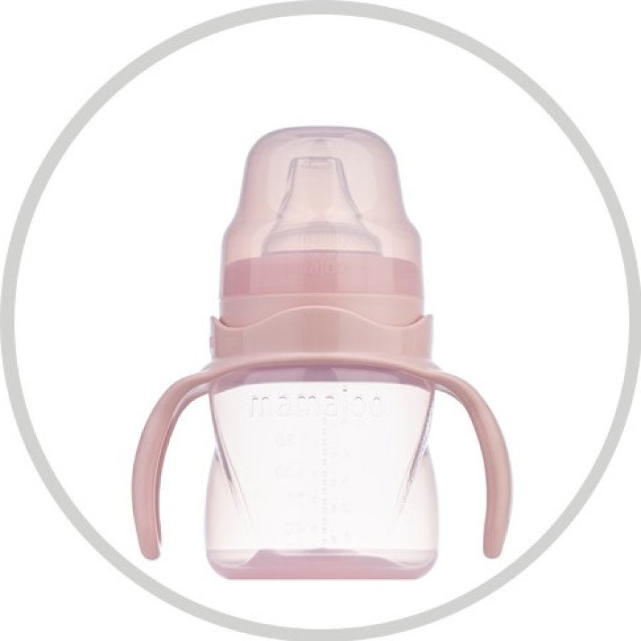 Mamajoo Kulplu Eğitici Bardak 160 ml & Anti Kolik Bardak Ucu, Powder Pink