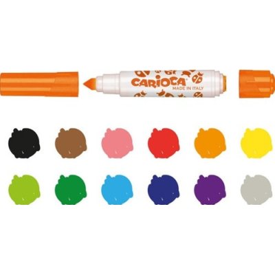 Carioca Stamperello Yıkanabilir Keçeli Boya Kalemi, Bir Ucu Keçeli Kalem Bir Ucu Damga, 12'li