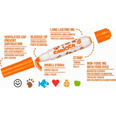 Carioca Stamperello Yıkanabilir Keçeli Boya Kalemi, 6'lı