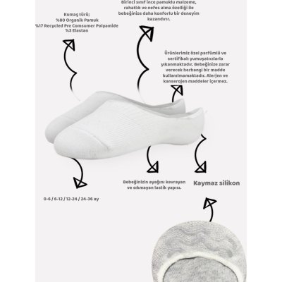 Bistyle Silikonlu Babet Soket Çorap, Gri, 6'lı