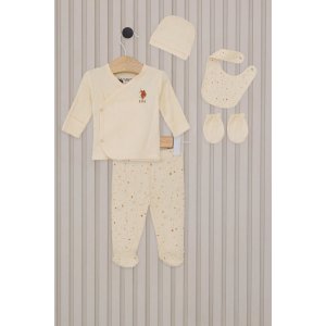 U.S.Polo Kız Bebek 5'Li Zıbın Seti USB2107 Krem