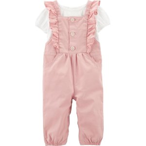 Carter's Kız Bebek 2'li Salopet Set, Haki