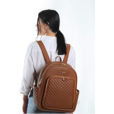 M&Y Dust Deri Anne Bebek Bakım Sırt Çantası, Taba