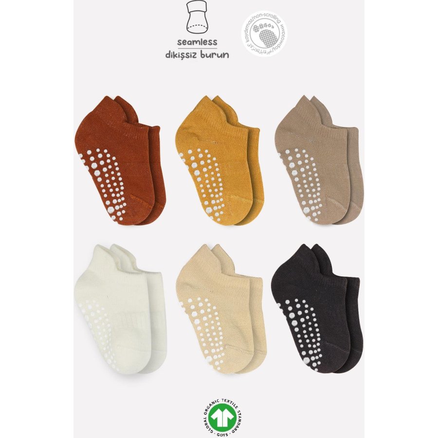 Bistyle 6'Lı Sneakers Kaymaz Penye Çorap 20102 Toprak