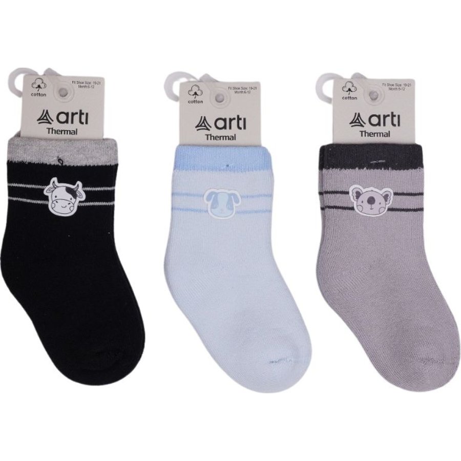 Artı Rudar Aksesuarlı Erkek Bebek Havlu Soket Çorap K45917 Asorti