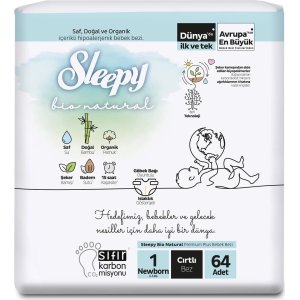 Sleepy Bio Natural Bebek Bezi, 1 Numara, 64 Adet