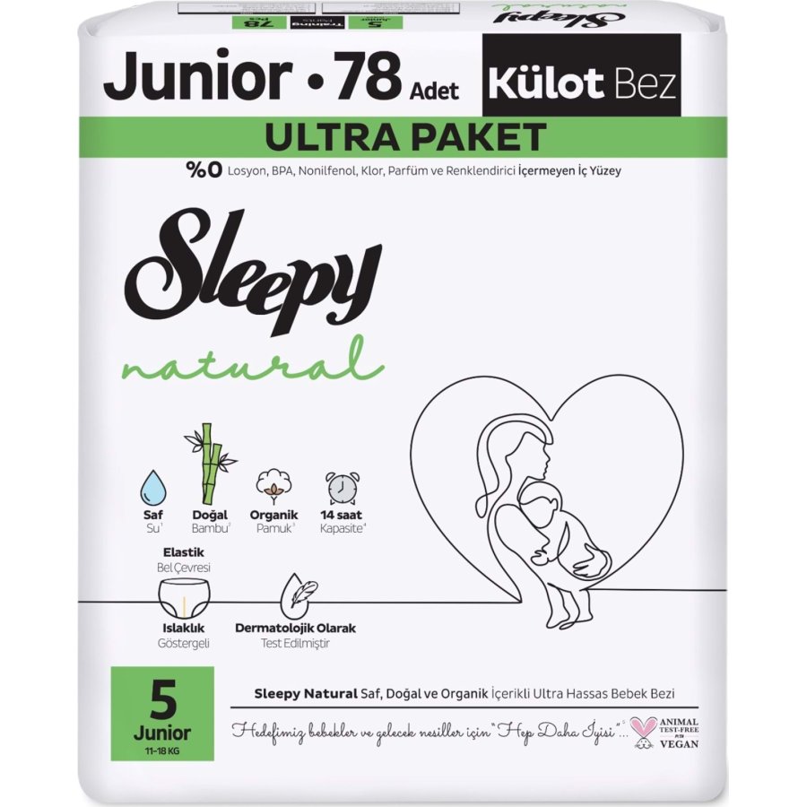 Sleepy Natural Külot Bez Ultra Paket 5 Beden 11-18 Kg 78 Adet