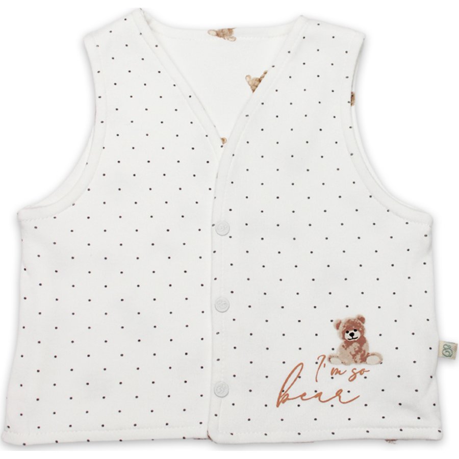 Bistyle I Am So Bear Çift Taraflı Bebe Yelek 18103 Bej Ekru