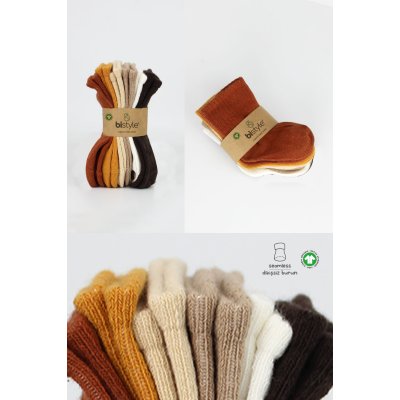 Bistyle Colors Penye Düz Soket Çorap, Toprak, 6'lı