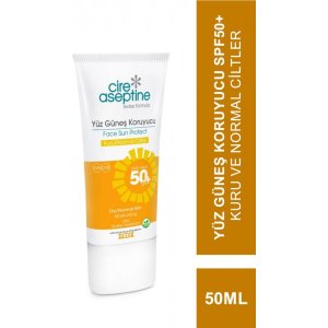Cire Aseptine Sun Yüz Güneş Koruyucu Krem, Kuru ve Normal Ciltler, SPF 50, 50 ml